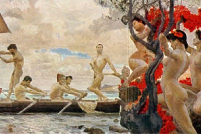 πίνακας που απεικονίζει τον Οδυσσέα και τους συντρόφους του μέσα στο καράβι τους
